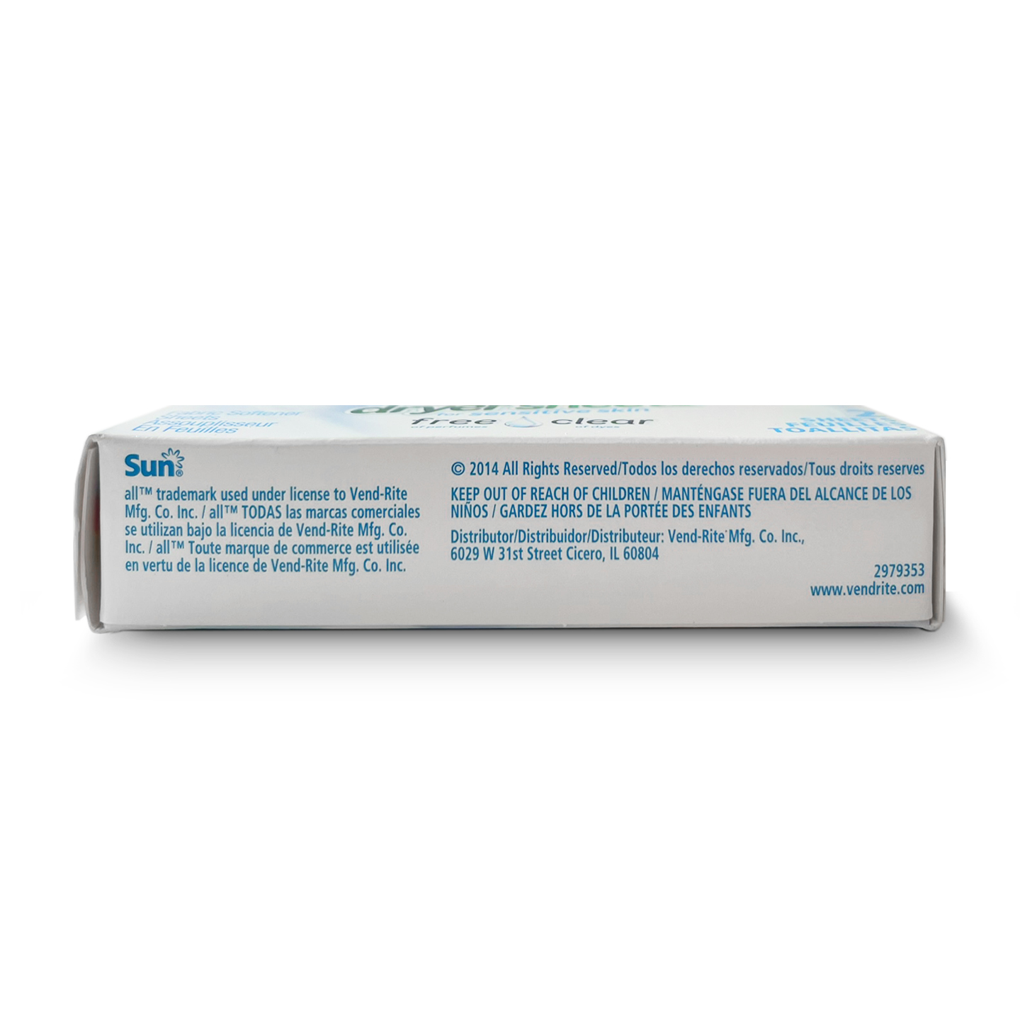 ALL Free & Clear Dryer Sheet Single-Load Boxes – Vend‑Rite