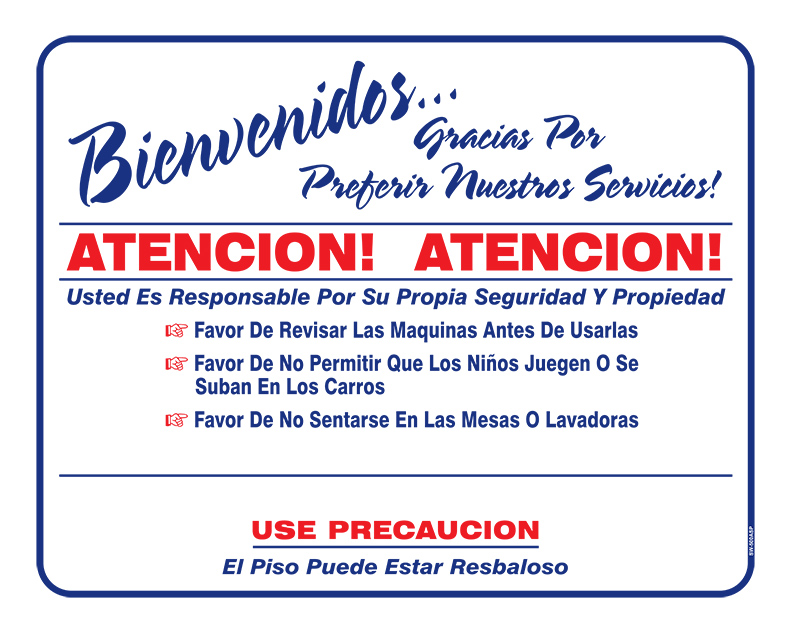 19” x 24.25" DURABLE SCREEN PRINTED PLASTIC LAUNDRY SIGN - Image 5