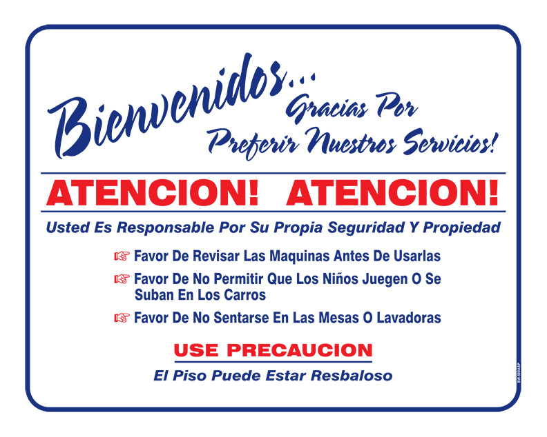 19” x 24.25" DURABLE SCREEN PRINTED PLASTIC LAUNDRY SIGN - Image 4