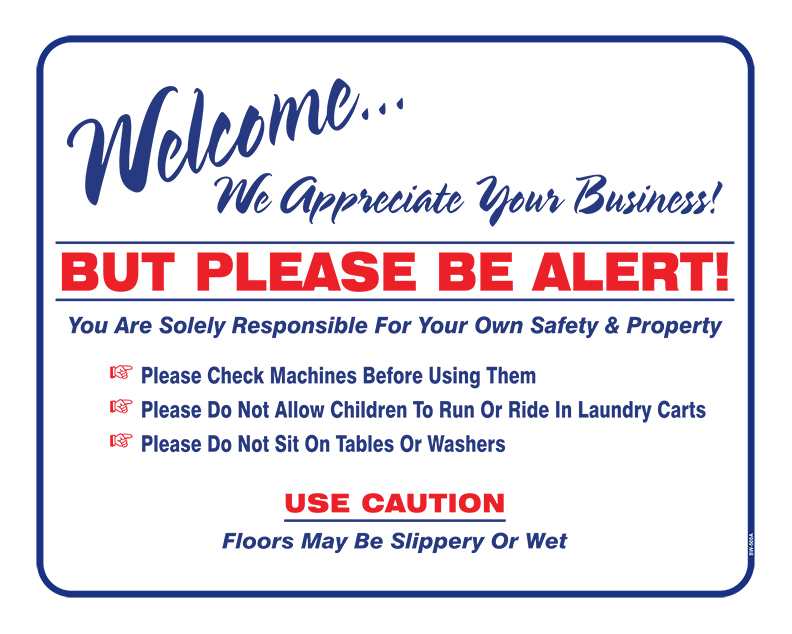 19” x 24.25" DURABLE SCREEN PRINTED PLASTIC LAUNDRY SIGN