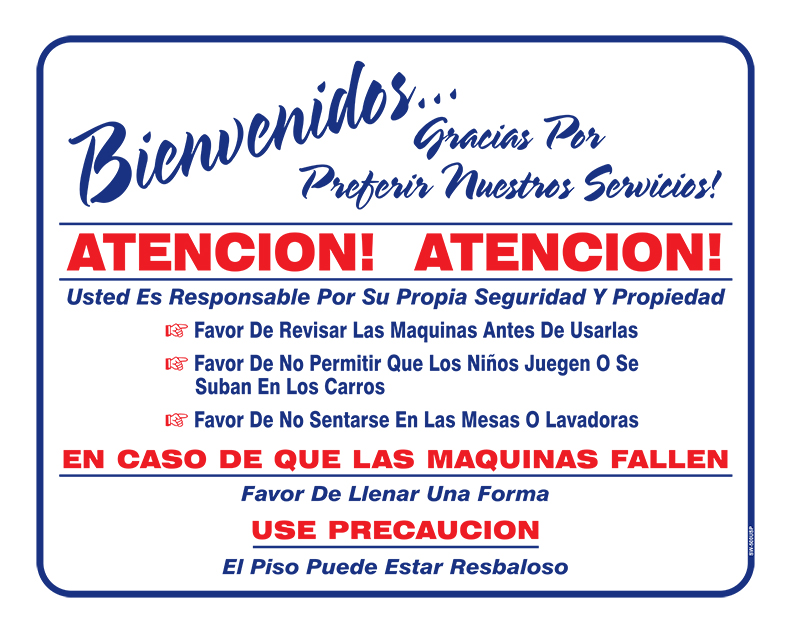 19” x 24.25" DURABLE SCREEN PRINTED PLASTIC LAUNDRY SIGN - Image 7