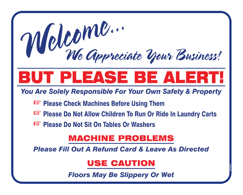 19” x 24.25" DURABLE SCREEN PRINTED PLASTIC LAUNDRY SIGN - Image 6