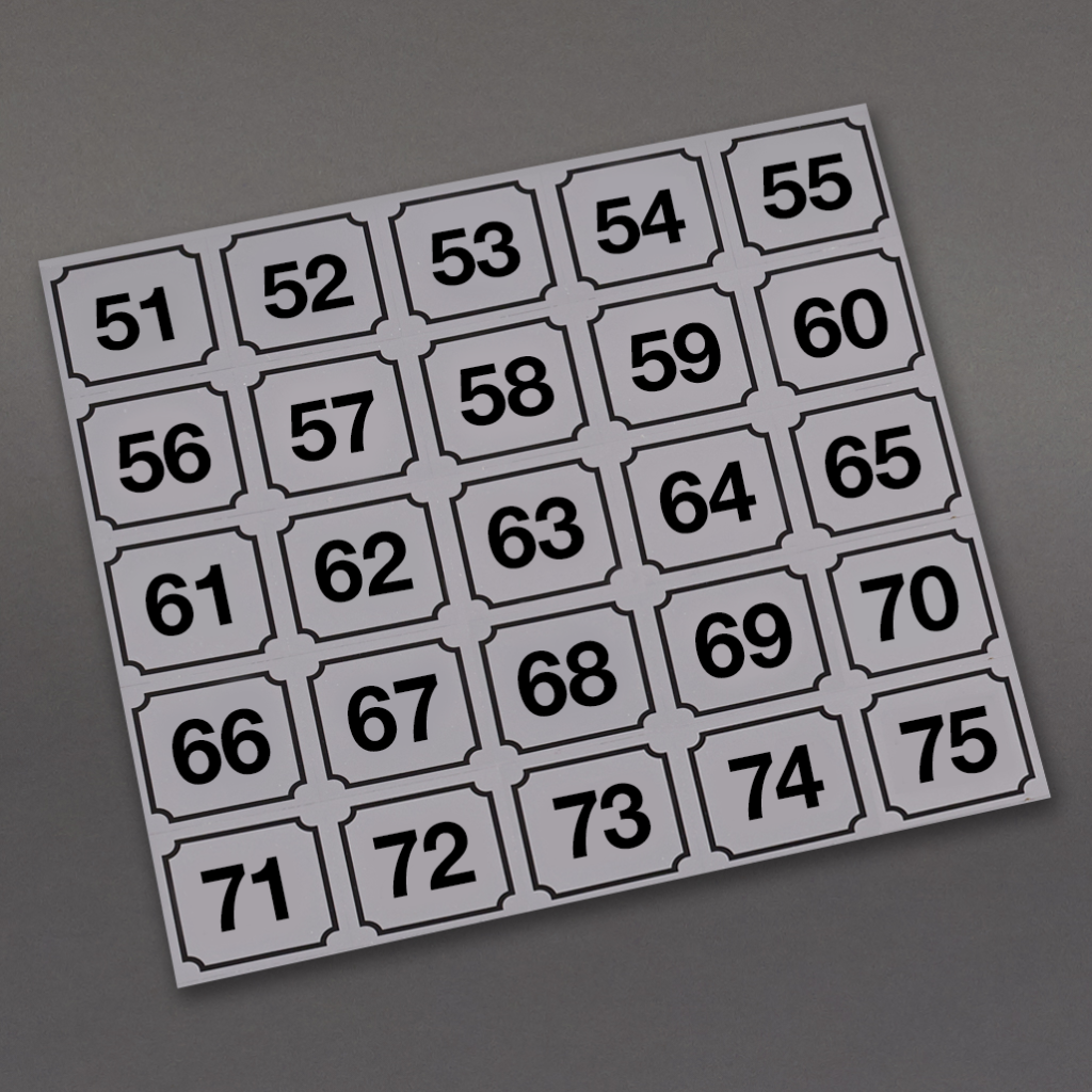 Washer ID Number Decal Sheet (1100) Vend‑Rite